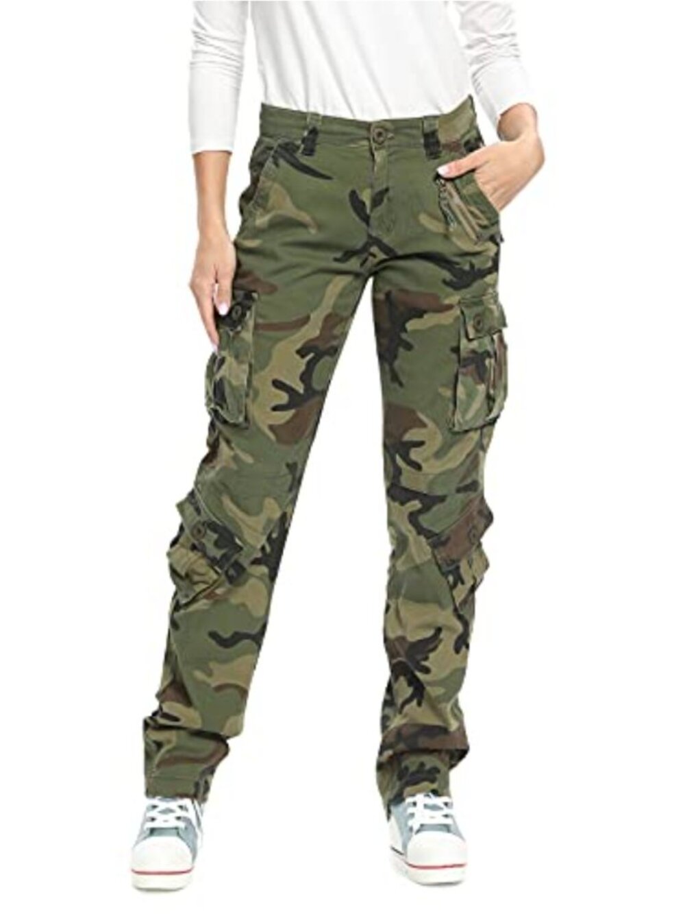 Womens 100% Cotton Cargo Pants Utility Work Outdoor 8 Pockets